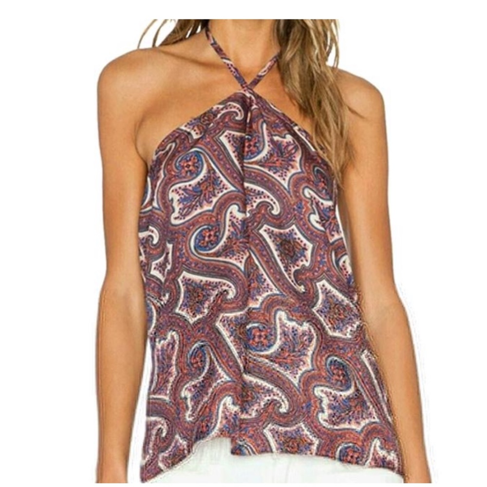 Theory halter paisley silk tank Small